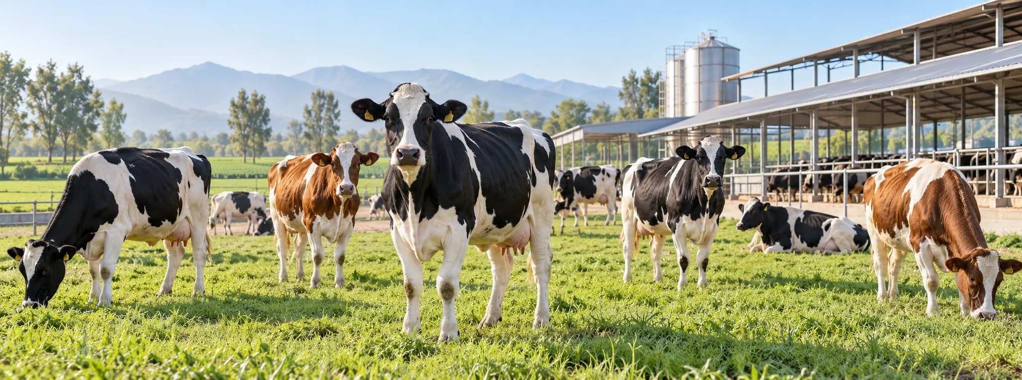 Healthy dairy cattle herd at a farm