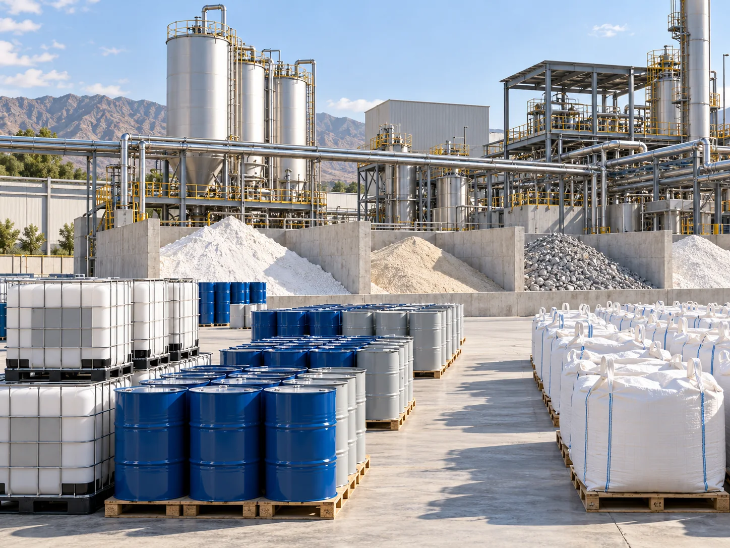 Industrial chemicals, mineral materials and processing facility