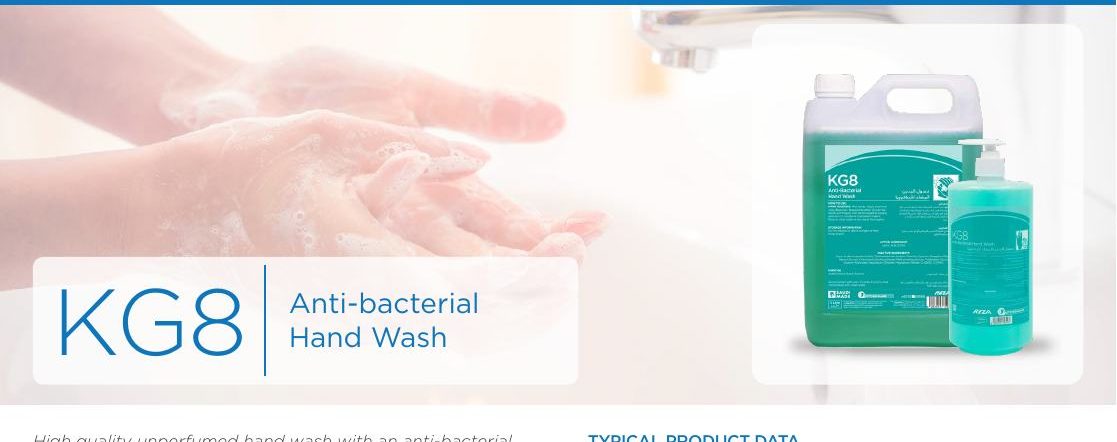KG8 Anti-bacterial Hand Wash pictured in REZA manual